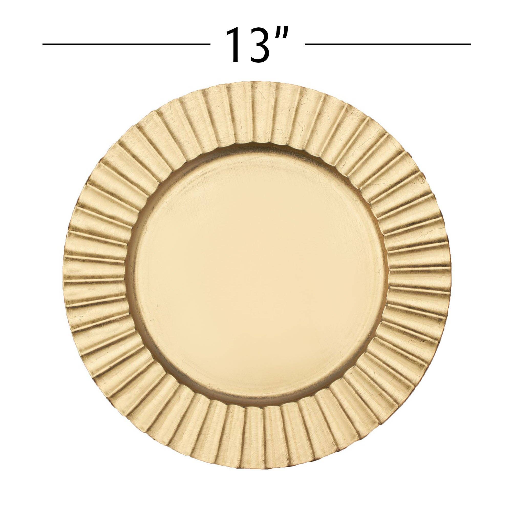 Portofino International Trading, USA - Wholesale Charger Plate - Matte Fluted Edge Plastic Charger Plate 13" - Gold3