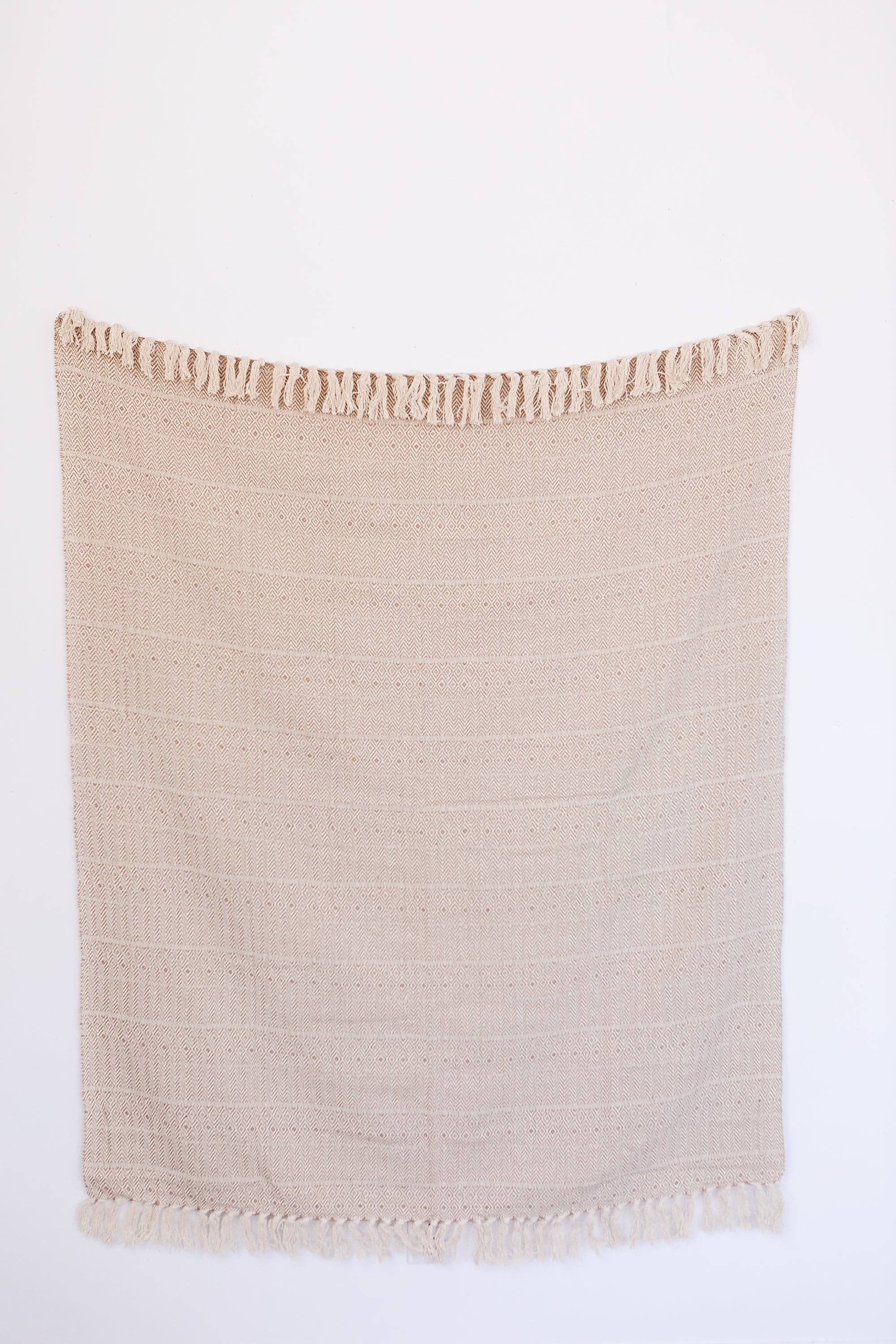 Rahab's Rope - Wholesale Throw Blanket - Hand Loomed Cotton Throw Taupe Diamond2