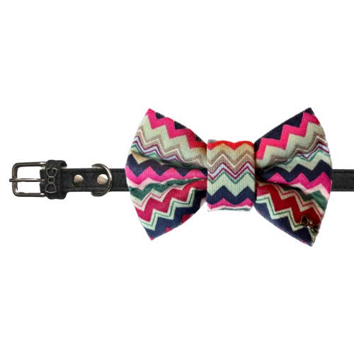 FUNKY DOG - Wholesale Pet Bow Tie - Dog - Pink Zigzag Dog Bow Tie | Stylish & Funky Accessory