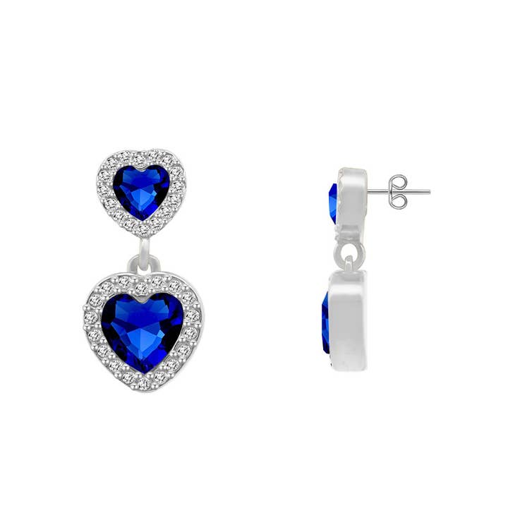 AMORINO SRL - Wholesale Dangle Earrings - DOUBLE HEART DANGLE EARRINGS WITH ZIRCONIA1