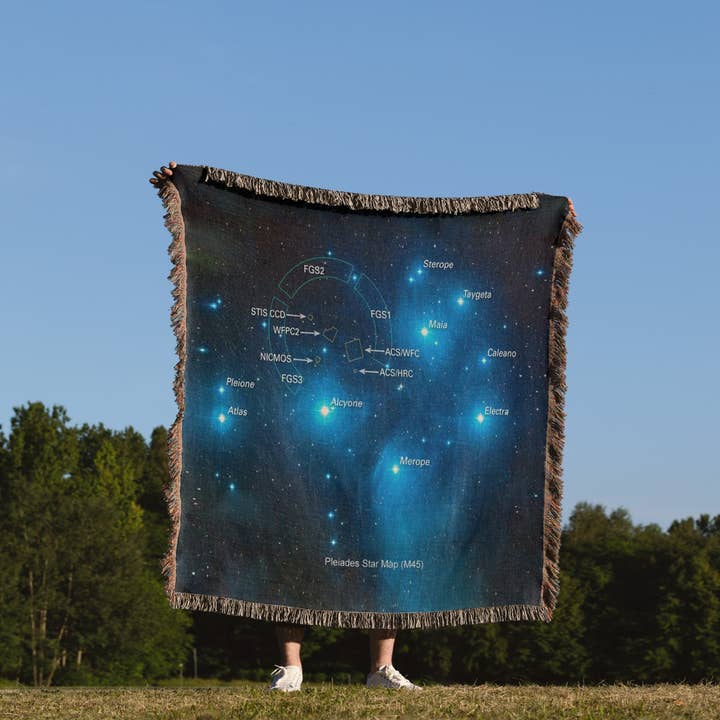 3dRose - Wholesale Throw Blanket - 3dRose, Galaxy and Nebula - Pleiades Star Cluster Map (M45), Blanket1