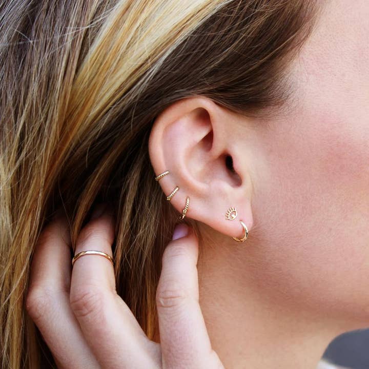 Ofina Jewelry - Wholesale Huggie Earrings - 10k Solid Gold Twisted Huggie13