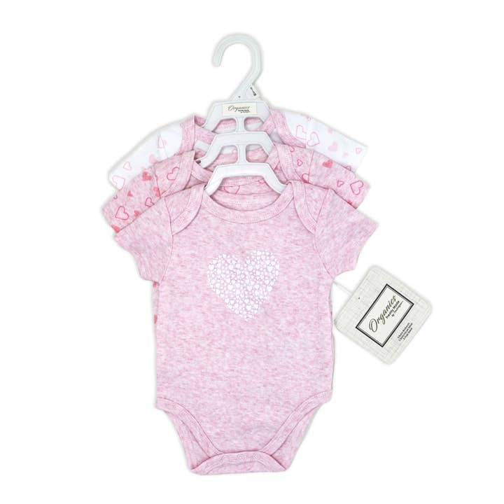 Rose Textiles - Wholesale Bodysuit (Non-Footed) - Baby - 3 Pack Heather Organic Cotton Bodysuits