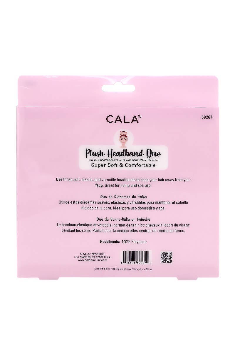 PINEAPPLE Beauty – Engroshandel Spa-hovedbånd – CALA 69267 Sæt med 2 lyserøde og tie-dye bløde pandebånd – 6 sæt2