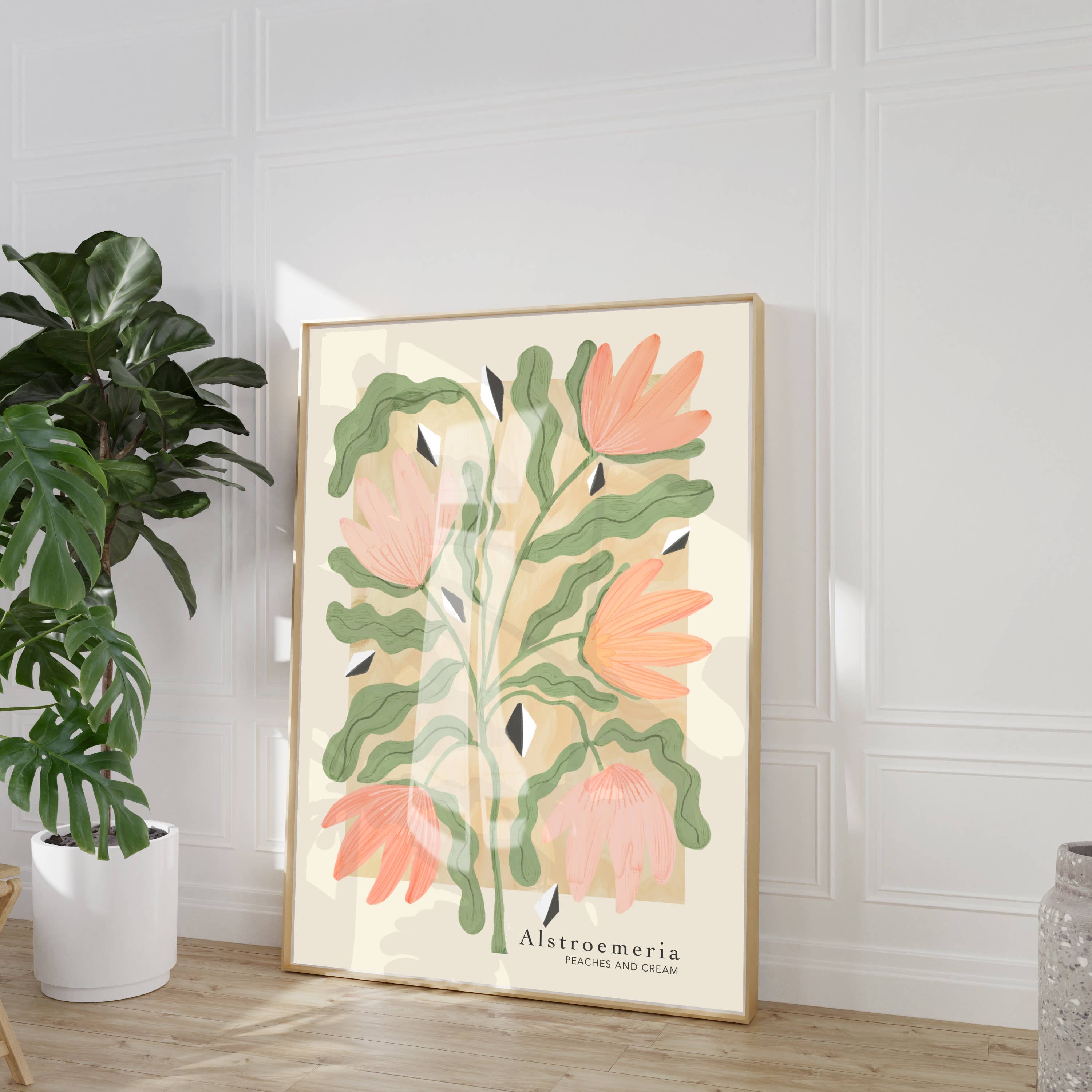 Kate Fox Design - Wholesale Art Print - Lily Flower Art Print, Neutral Print, Hand Drawn, Quirky (Co3