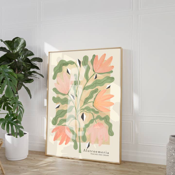 Kate Fox Design - Wholesale Art Print - Lily Flower Art Print, Neutral Print, Hand Drawn, Quirky (Co3