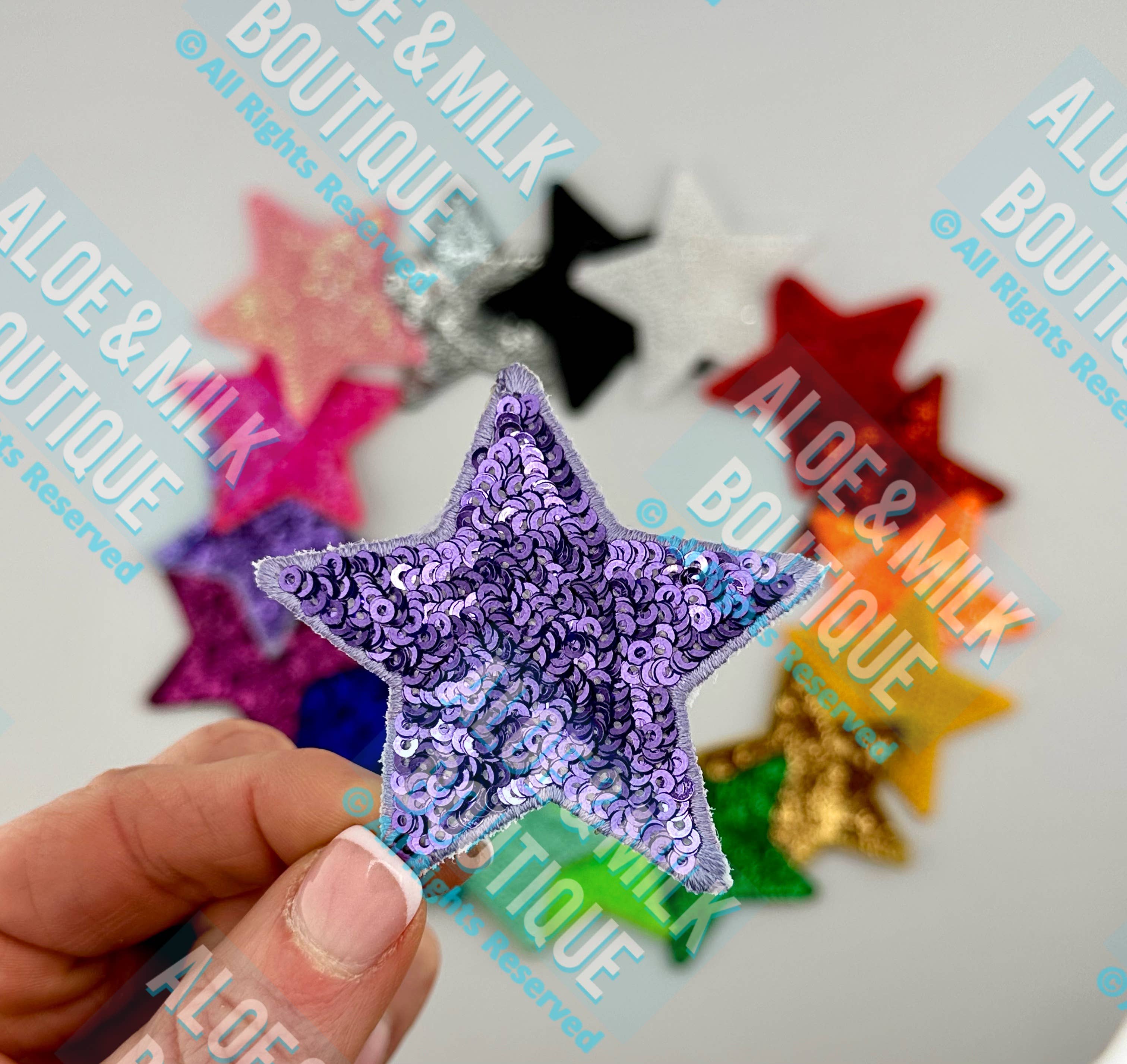 Aloe and Milk Boutique - Wholesale Patch - New Sequin Star Small, sequin star patch, cheer patch17