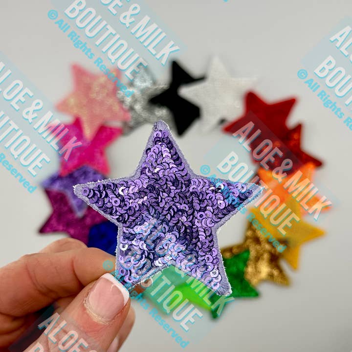 Aloe and Milk Boutique - Wholesale Patch - New Sequin Star Small, sequin star patch, cheer patch17