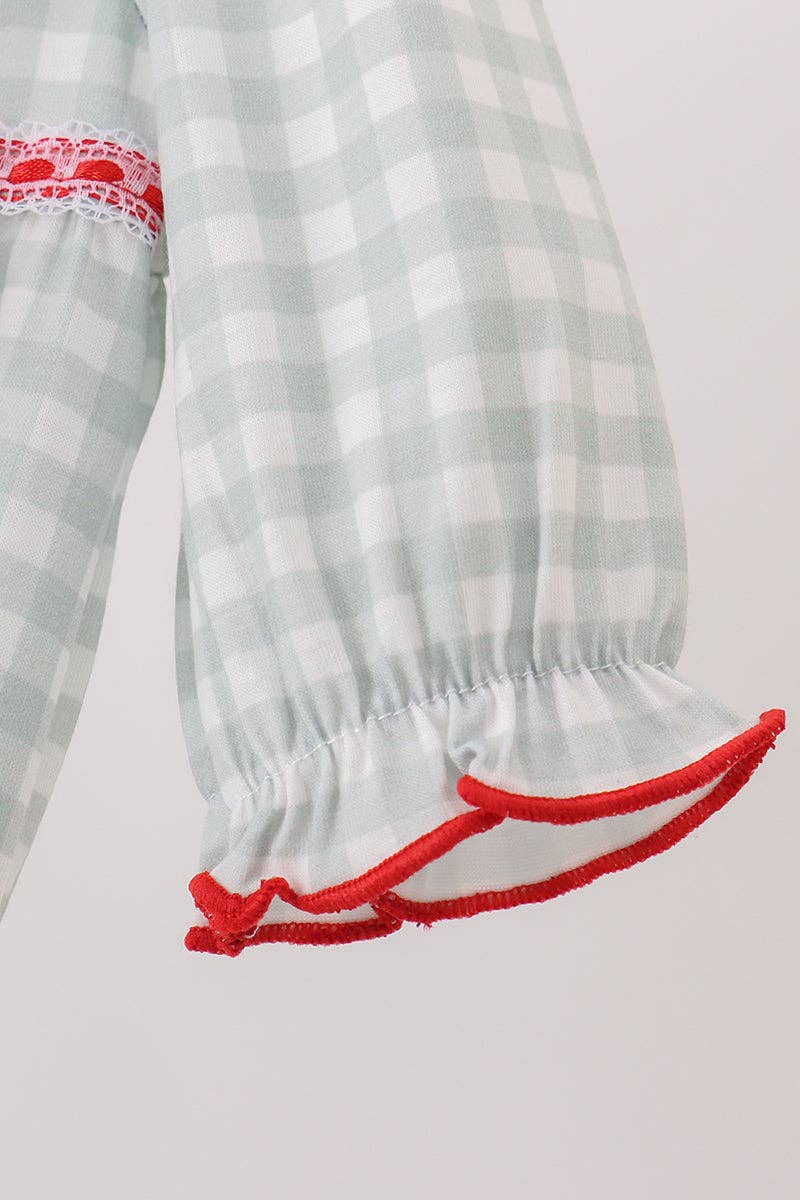 Mom & Co. - Vendita all'ingrosso Tutina per neonati - Neonati - Abito a quadretti con fiocco a nastro salvia3