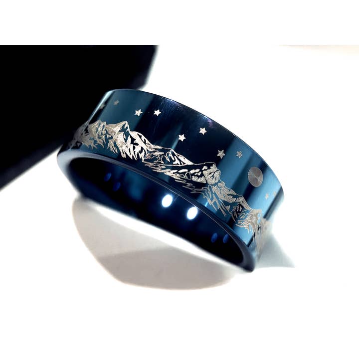 rings paradise - Wholesale Jewelry - Men's - Blue Ocean & Mountain Range Men's Wedding Engagement Ring