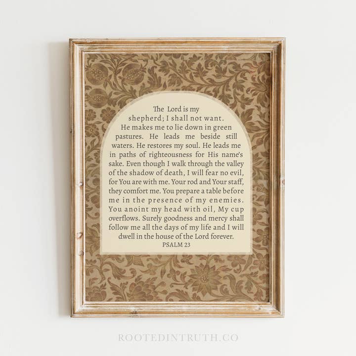 Psalm 23 Vintage Wall Art Print Christian Jesus Gift Decor for wholesale by Rooted in Truth