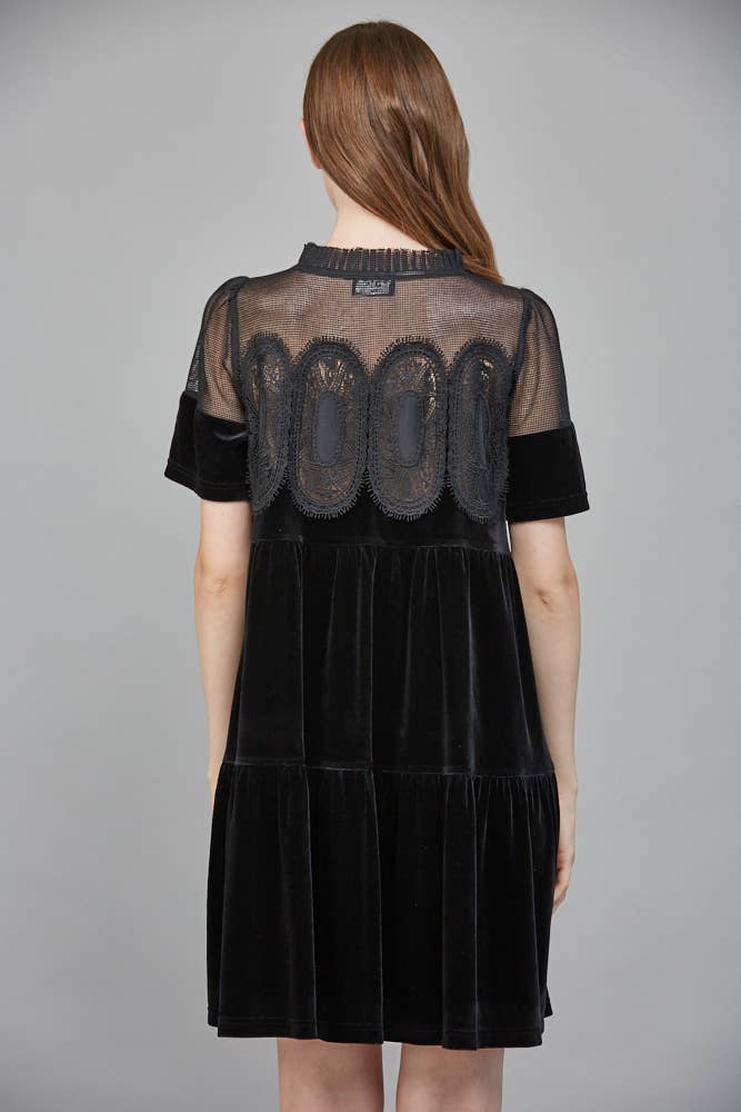 FATE - Wholesale Dress - Women's - CONTRAST SHEER MESH W/ INTRICATE LACE DETAIL VELVET FD34144 2
