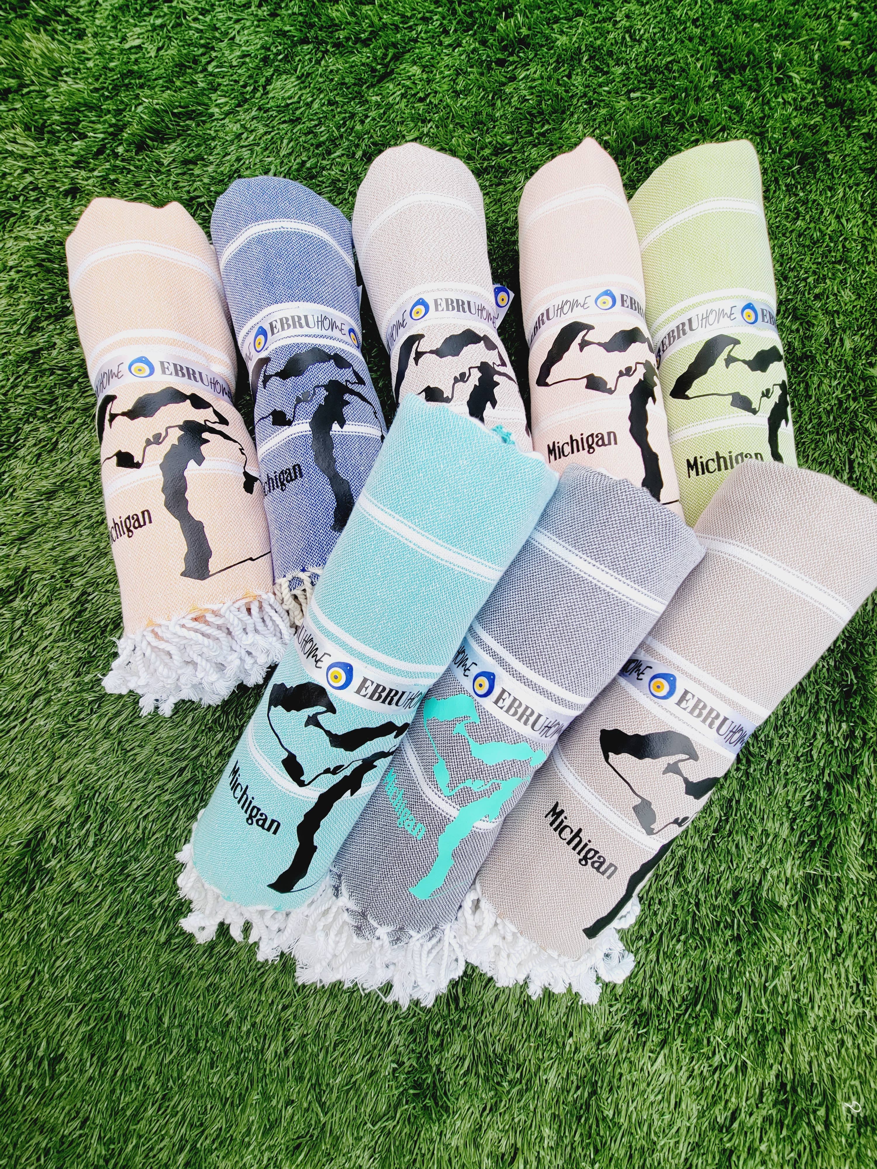 EBRU Home - Vente Serviette de plage - Ensemble de 10 serviettes de plage, ensemble de serviettes sans sable assorties, serviette personnalisée15