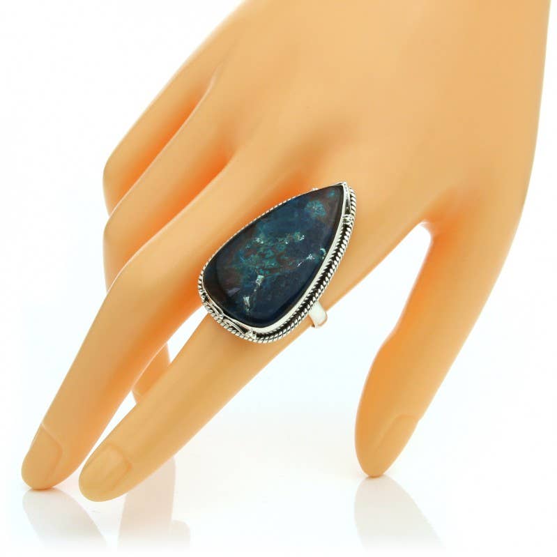 UniArt - Wholesale Cocktail/Statement Ring - Azurite drop ring and 925 silver10