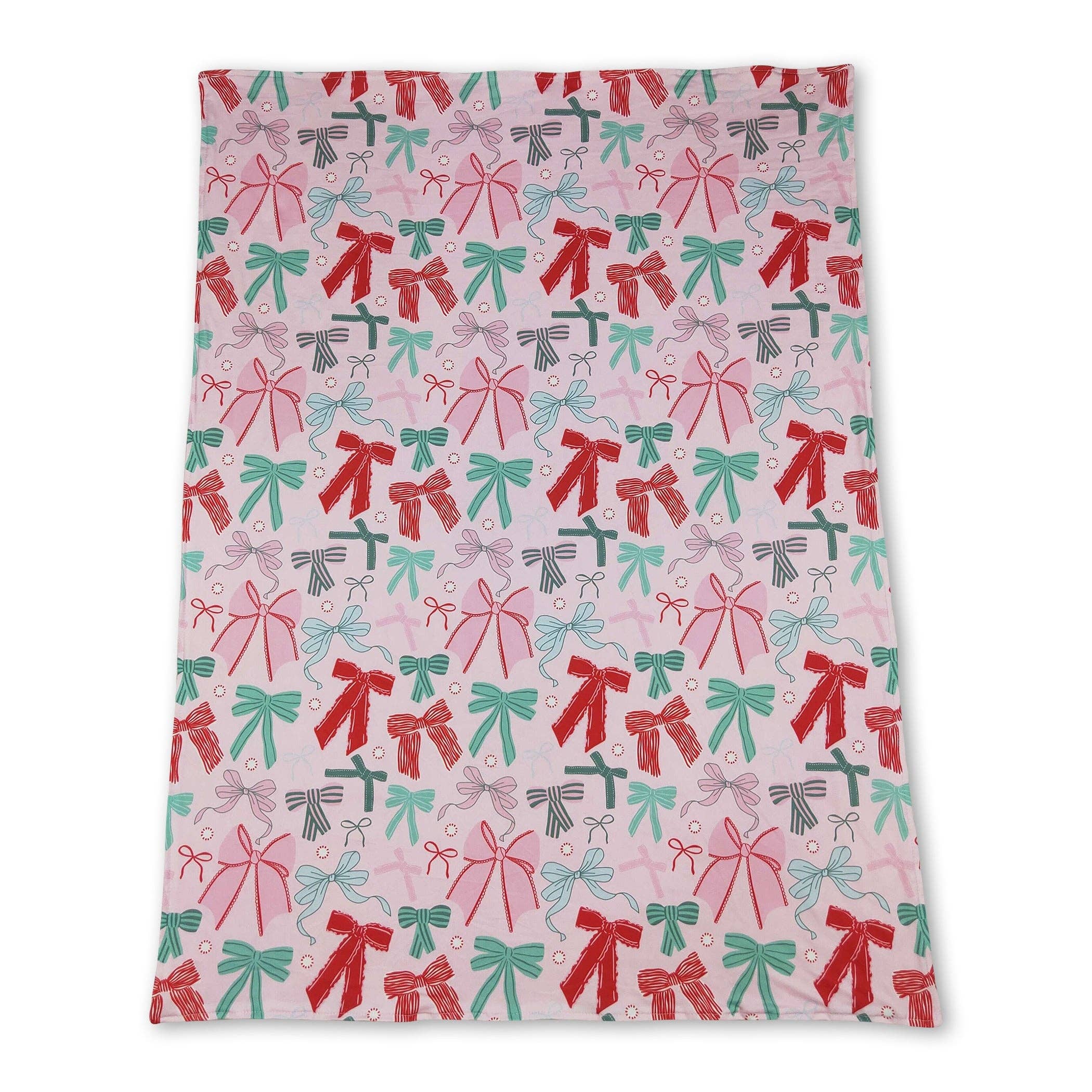 Yawoo Garments - Wholesale Bedding Blanket - Kids & Baby - Green red bows baby girls Christmas minky blankets1