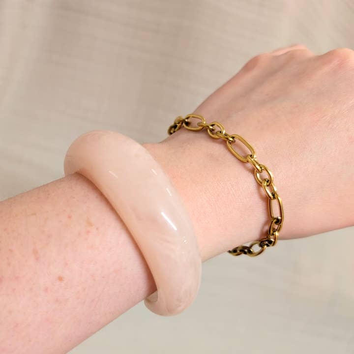 Little Nell Jewellery – wholesale Cuff bracelet – Rose Resin Tapered Cuff1