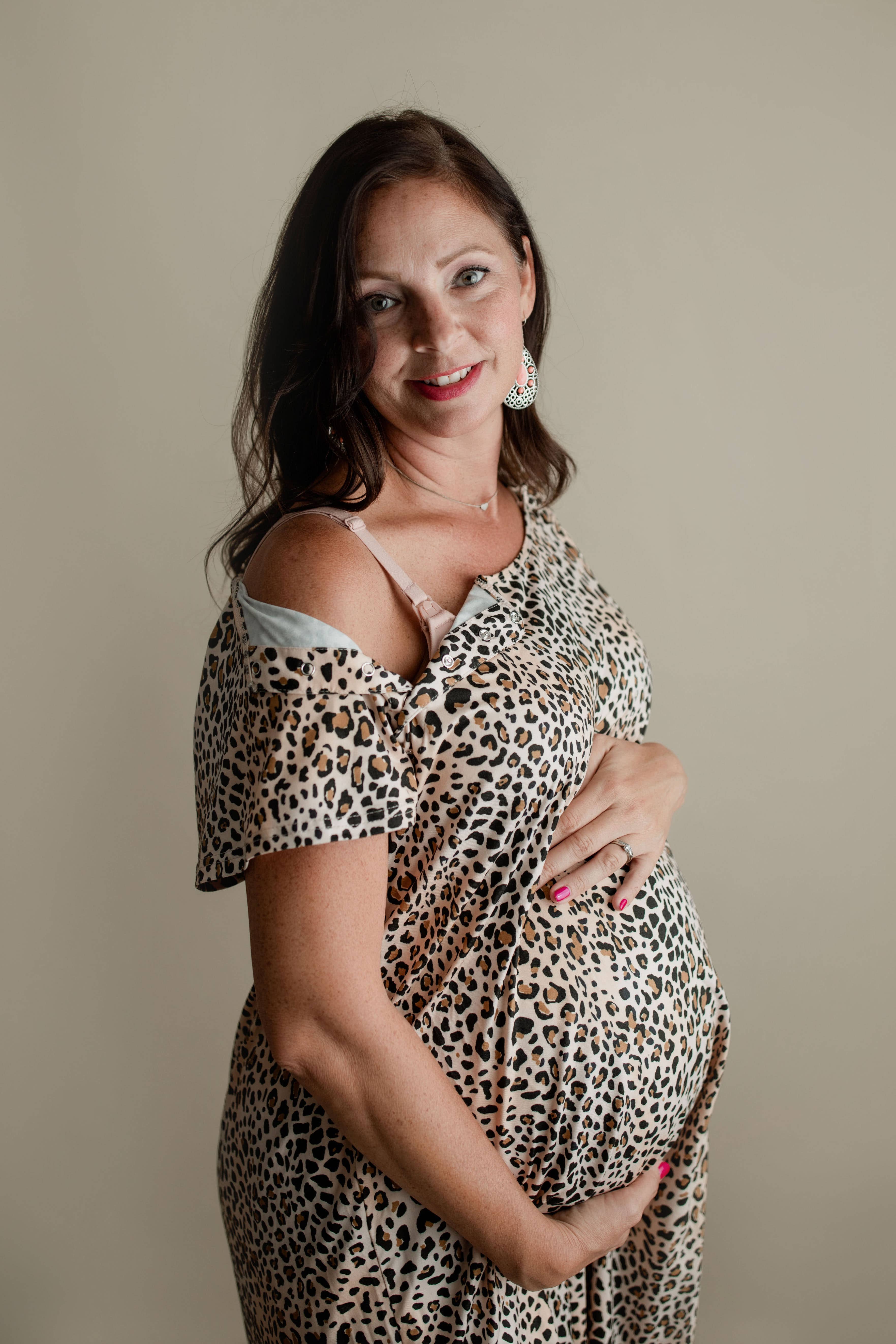 Three Little Tots - Wholesale Dress - Maternity - Leopard Maternity Mommy Labor and Delivery/ Nursing Gown4