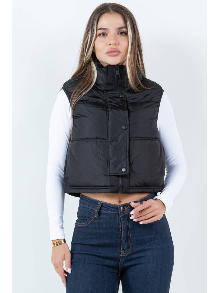 Veracci - Wholesale Outerwear Vest - Women's - Cropped Puffer Vest, Nylon Puffer Vest