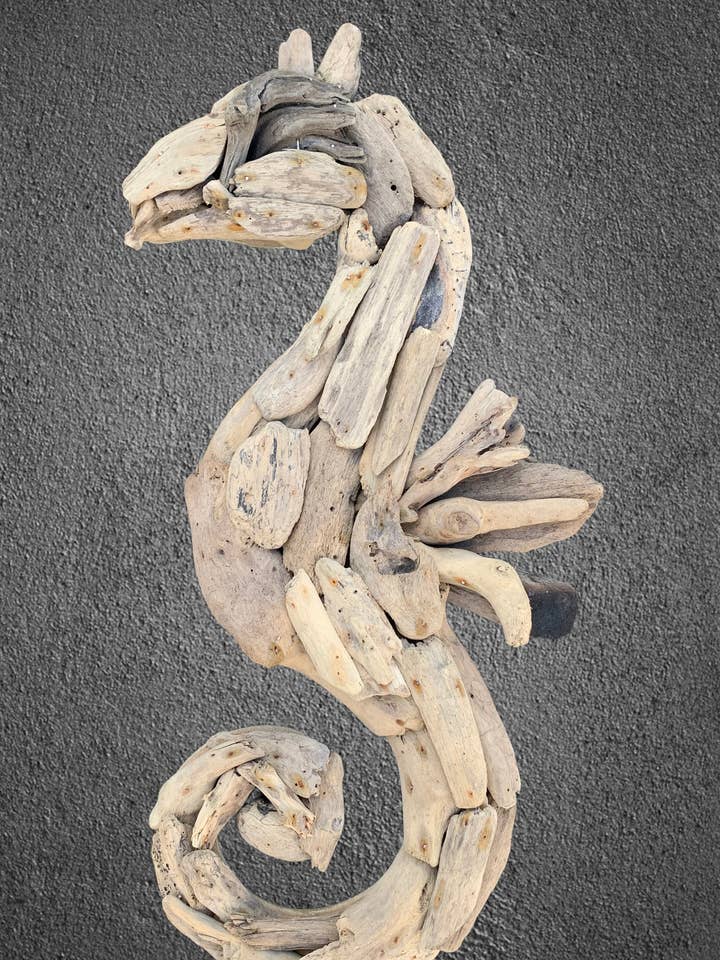 Placa para Cavalo Marinho Driftwood - 60 cm por atacado de Batik Indah