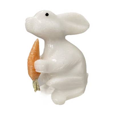 White Calcite Rabbit with Carrot for wholesale by Alliz Trading