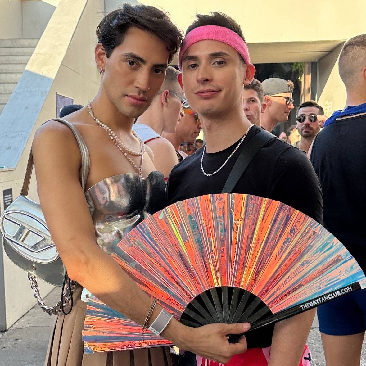 The Gay Fan Club - Wholesale Handheld Folding Fan - Iridescent Holographic Hand Fan2