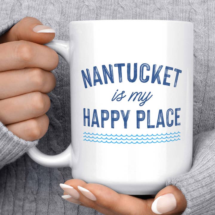 Nantucket Is My Happy Place Nantucket Mug for wholesale by Melody Press Co.