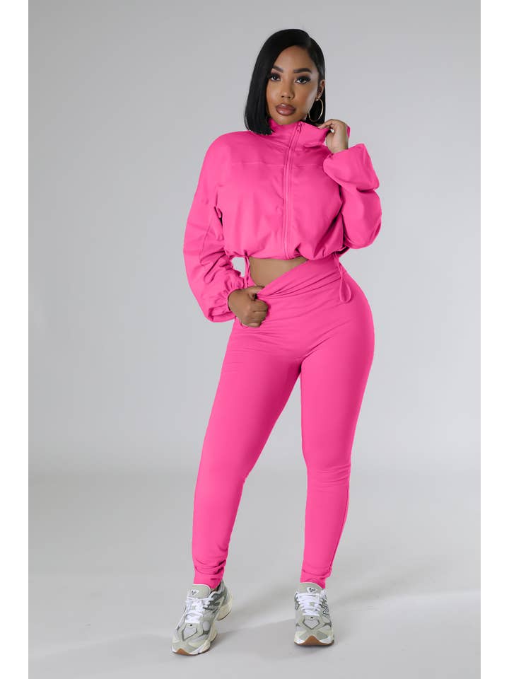 5besties inc - Wholesale Top & Pant Set (NOT Loungewear) - Women's - ZIP UP WINDBREAKER AND LEGGINGS SET