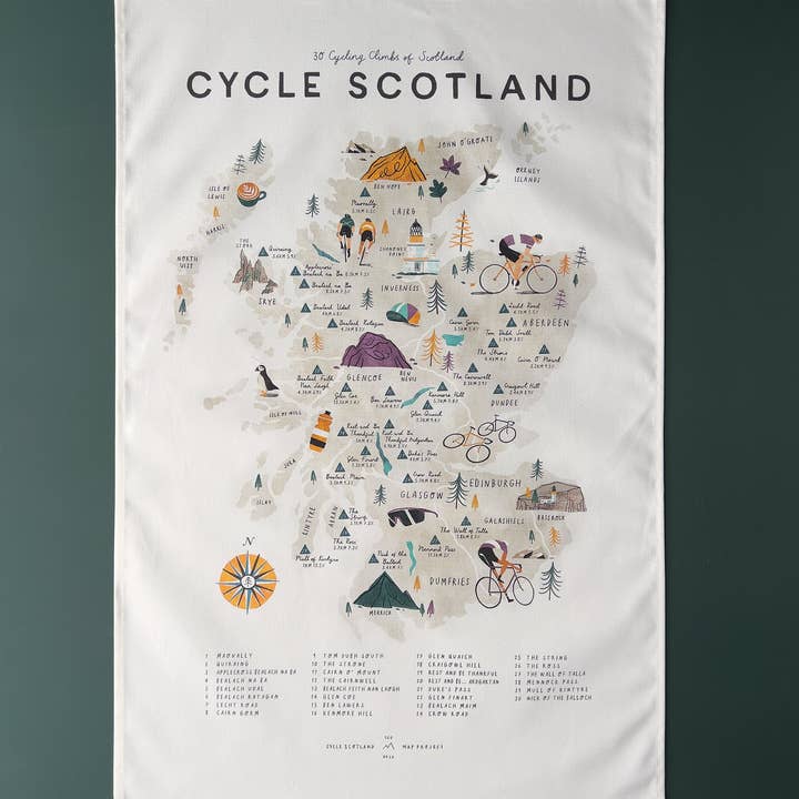 Oldfield Design Co – wholesale Tea towel – Cycle Scotland Tea Towel1
