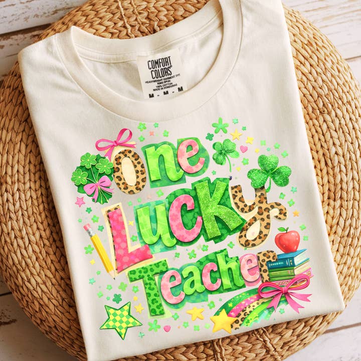 ONE LUCKY TEACHER ST. PATRICK'S DAY DTF TRANSFER for wholesale by Remi Lee Transfers