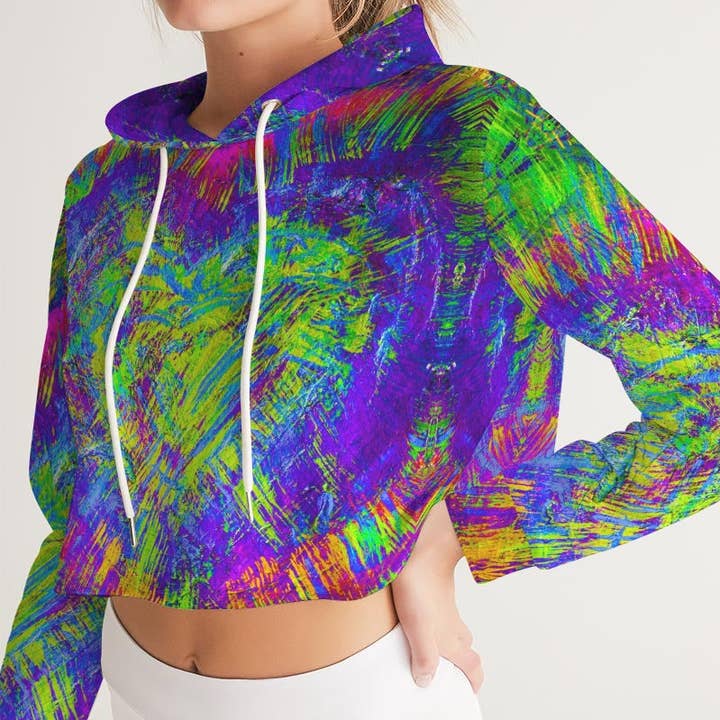 Meraki Mardi Gras Cropped Hættetrøje til kvinder for engroshandel hos Fridge Art Boutique