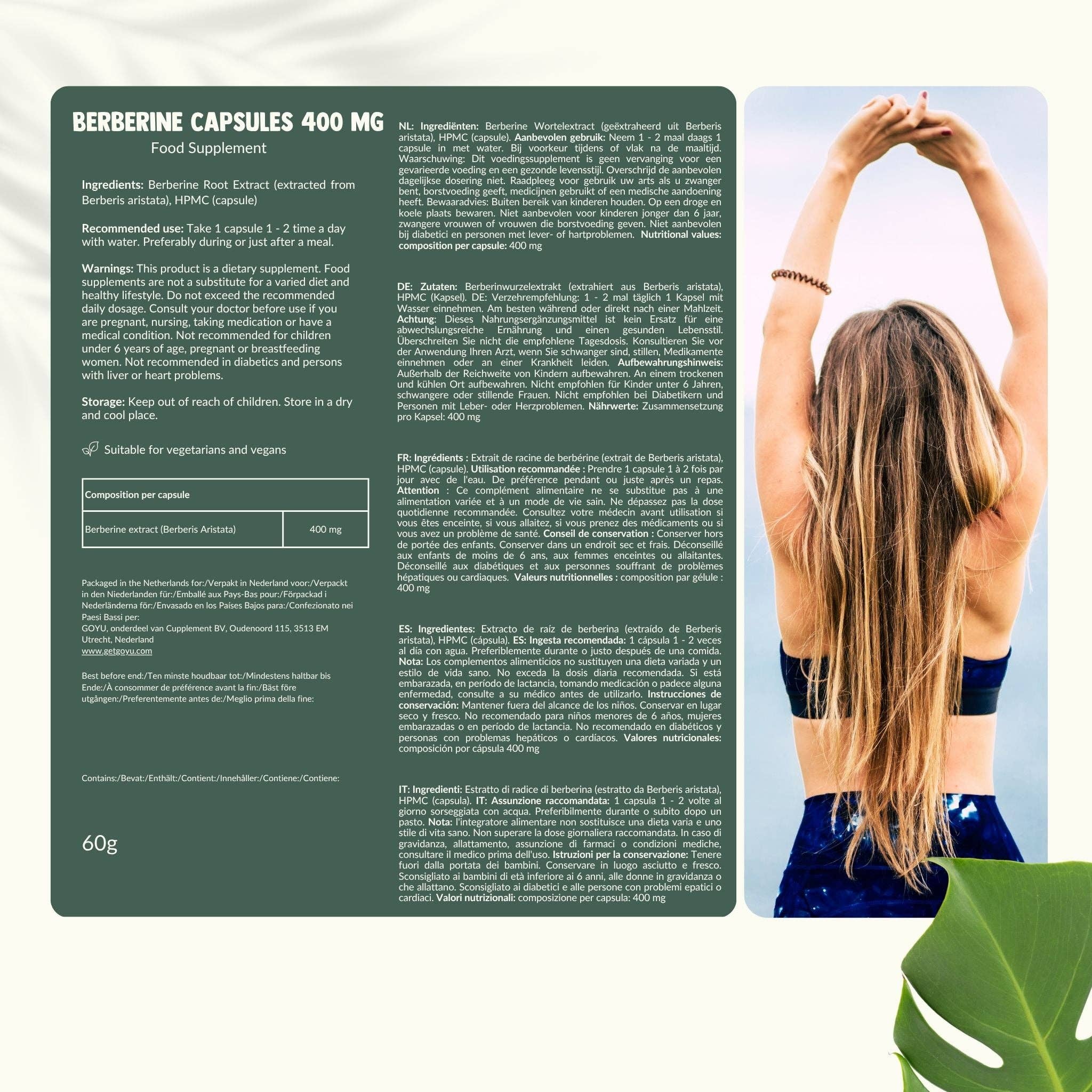 Cupplement b.v. – wholesale Oral supplement/vitamin – Berberine Extract Capsules 400 mg  60 Capsules8