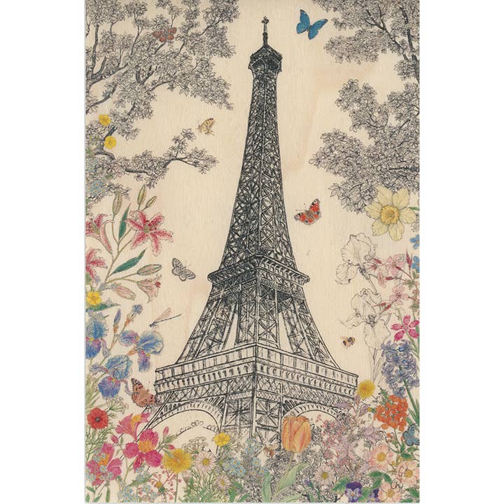 Woodhi - Wholesale Postcard - Wood Postcard Tour Eiffel Eté