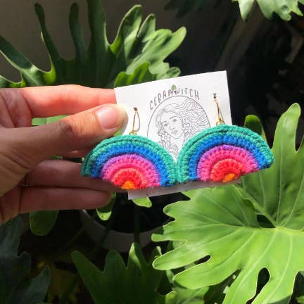 Ceramwitch - Vendita all'ingrosso Orecchini pendenti - Orecchini all'uncinetto con arcobaleno al tramonto
