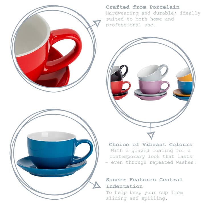 Rinkit Ltd - Wholesale Coffee/Tea Cup - Argon Tableware Coloured Cappuccino Cup - Black - 250ml