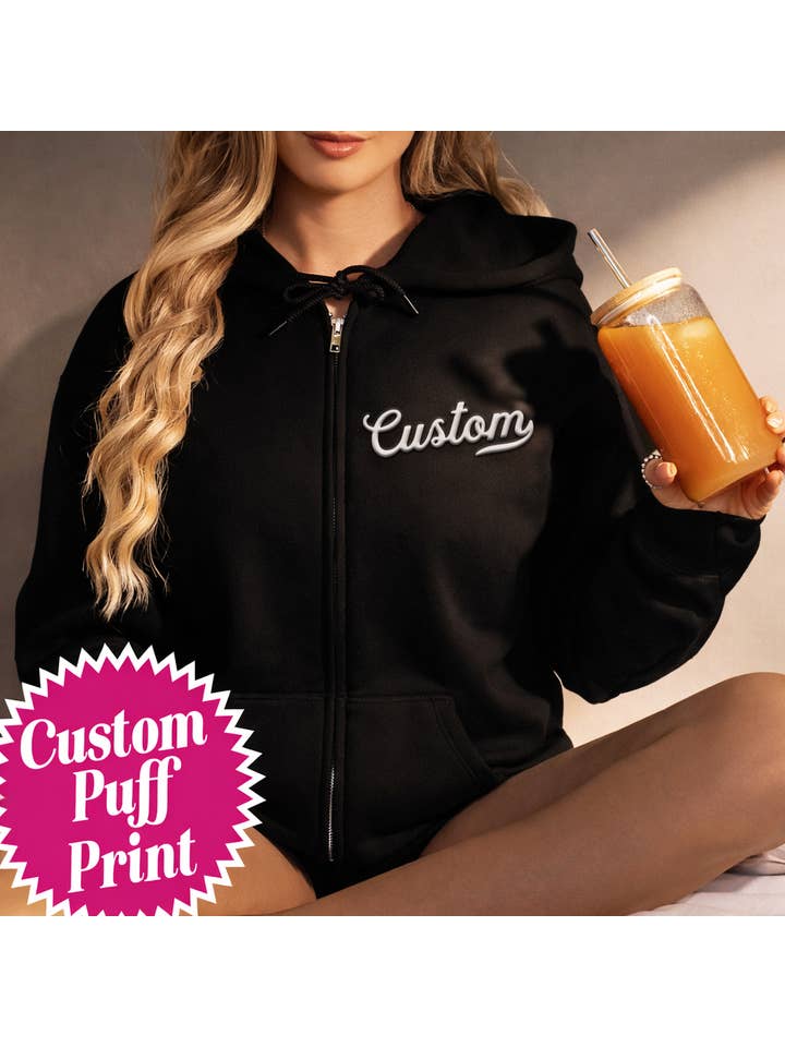 Nobullwoman Apparel - Wholesale Hoodie - Unisex - CUSTOM Small Business PUFF Print Unisex ZIPPER HOODIE