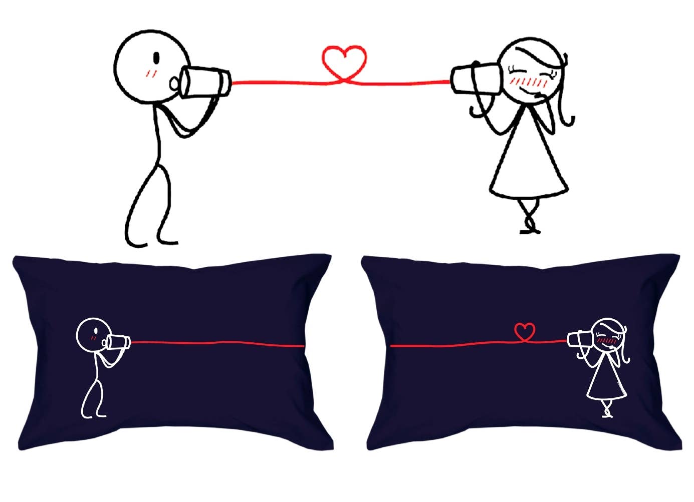 Rare Gear - Wholesale Bedding Pillowcase/Sham - Human Touch, Romantic Couple Pillow Cases. Love Whispers Blu0