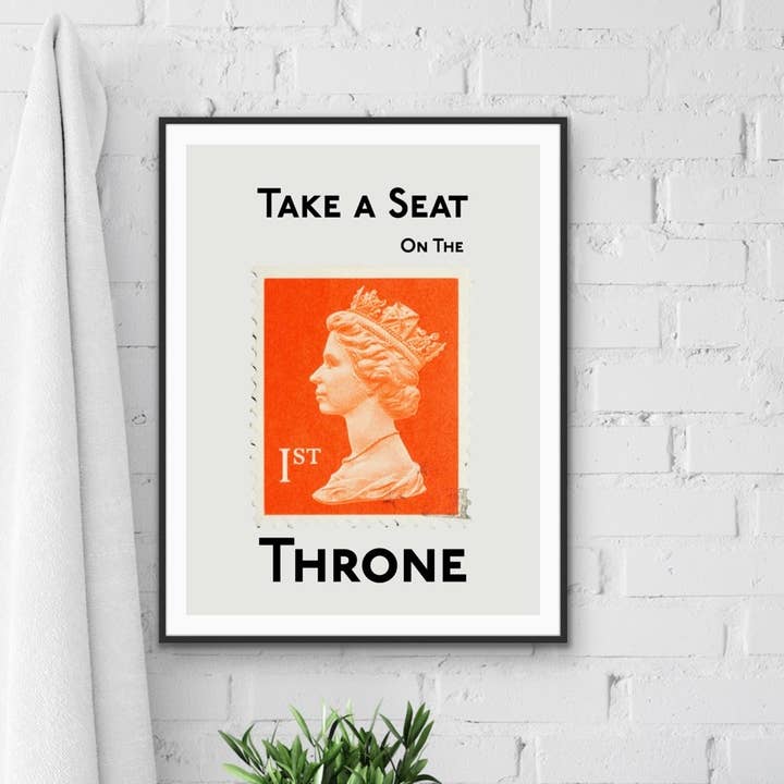 Take A Seat On The Throne - Bathroom Print for wholesale by The Printed Word Store