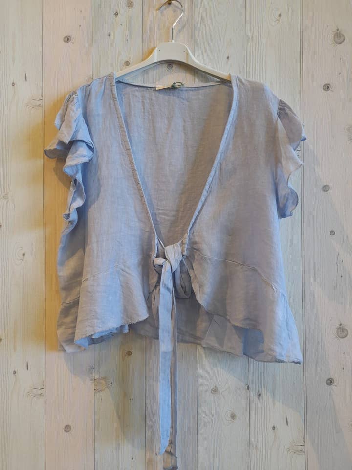 Linen & More - Wholesale Blouse - Women's - REF 11895 100% LINEN SHORT TIE BLOUSE4