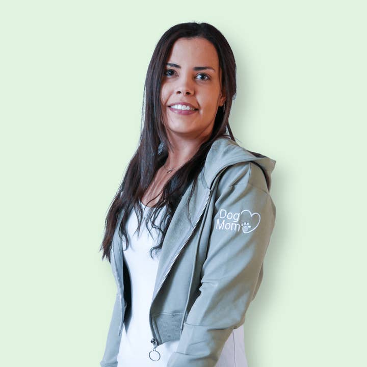 Dog Mom Crop Top Hoodie - Army Green for wholesale by Zelda & Harley