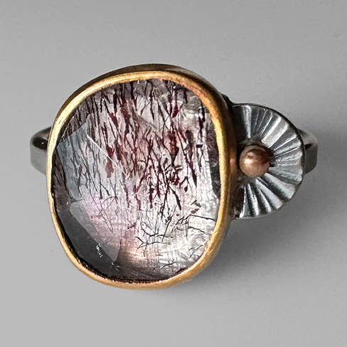 Minimal Handmade Super Seven Guppy Ring for wholesale by McKenzie Mendel Jewelry