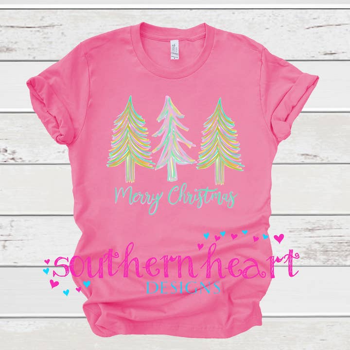 Christmas Tee-Pink for wholesale by Southern Heart Designs