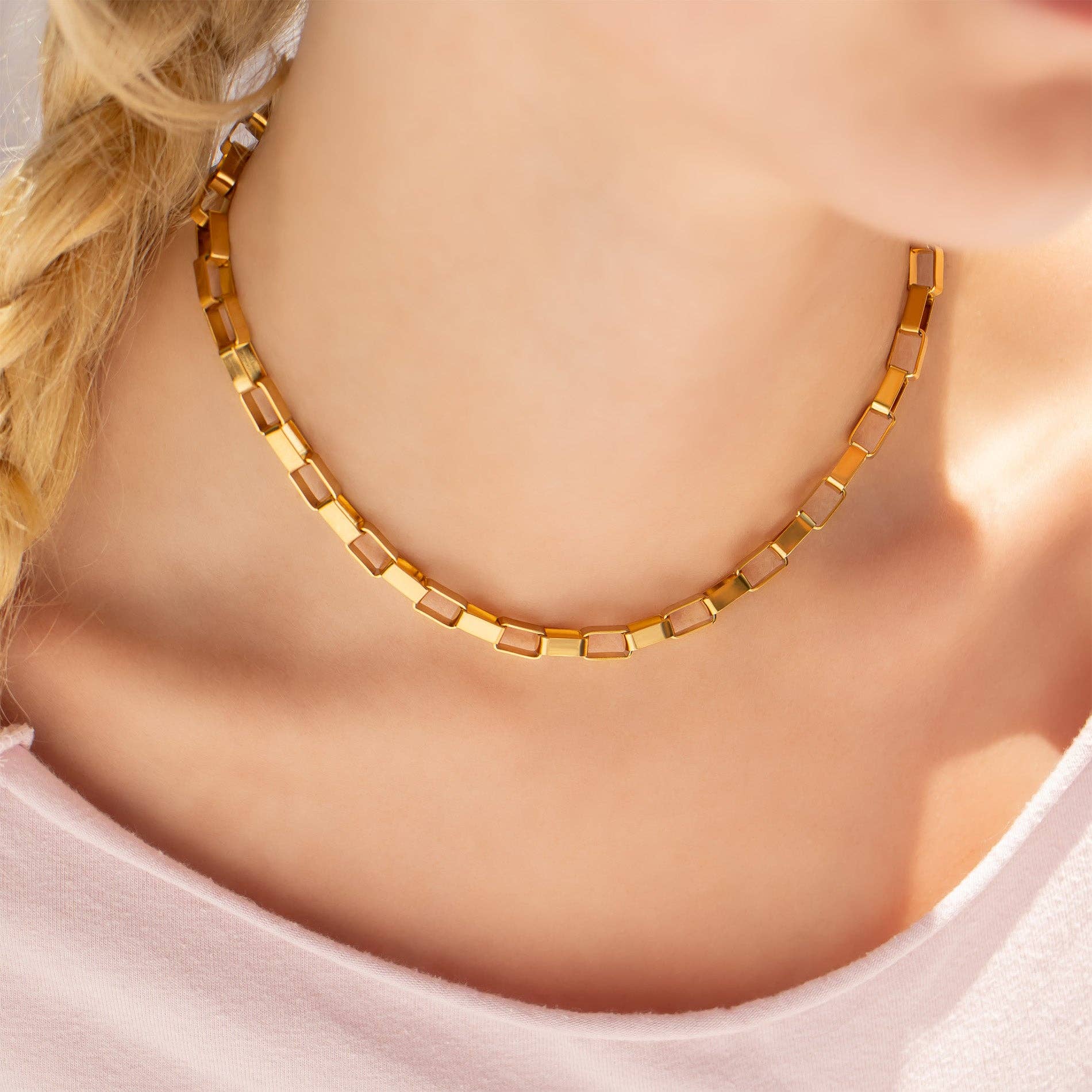 WJW - Wholesale Link & Chain Necklace - 18K Gold PVD Stainless Steel Thick Paperclip Chain3