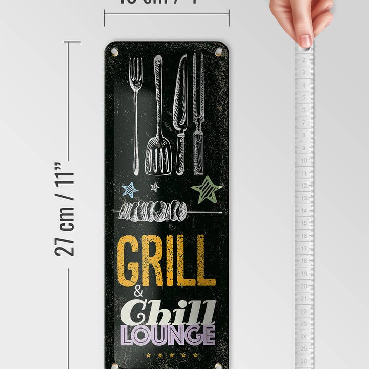 Femer - Wholesale Sign - Tin sign grill & chill meat grilling 10x27cm3