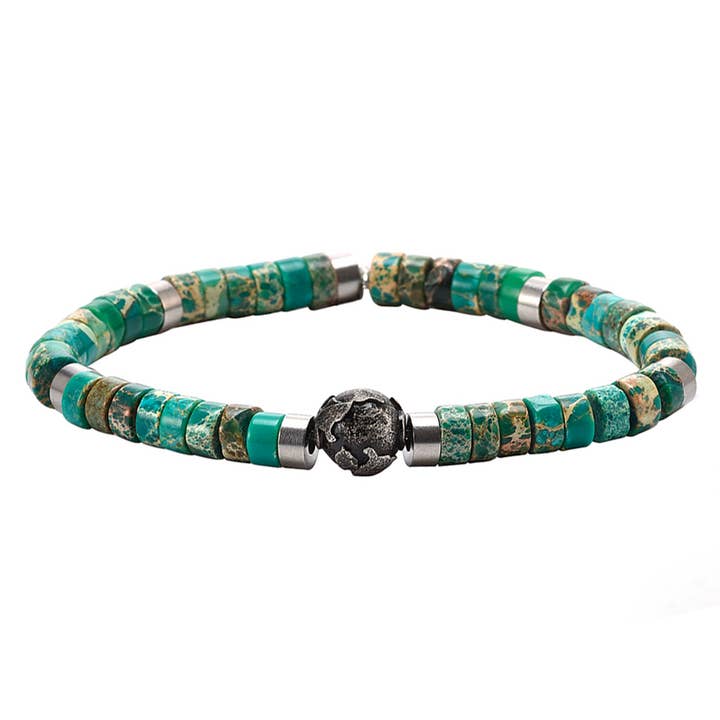 Bracciale perle pietre naturali imperiale verde per la vendita all'ingrosso da parte di SIXTY STONES