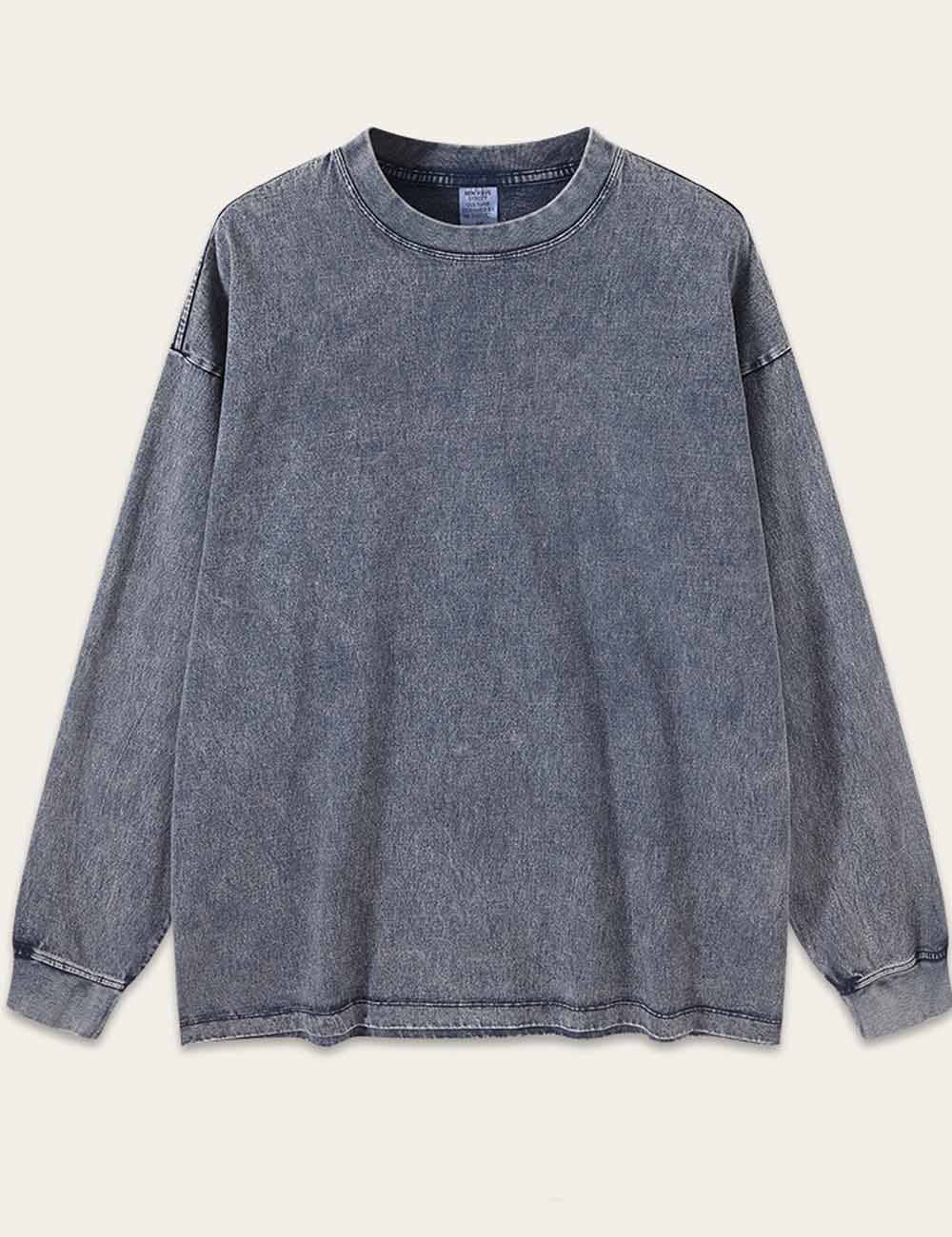 Dipped Shop - Wholesale T-Shirt - Women's - Vintage Washed Crew Neck Long Sleeve T-shirt DP25E5693