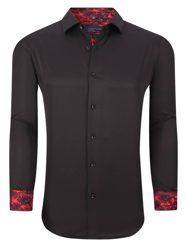 4-vejs stretch solid sort ydeevne skjorte for engroshandel hos Suslo Couture