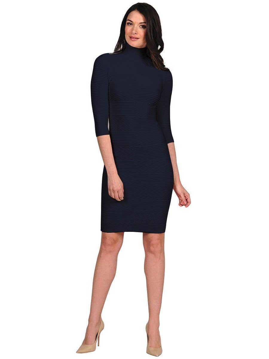 TINA Stephens Italy/Tees By Tina - Wholesale Dress - Women's - Textured Mock Neck Dress (16DMN)2