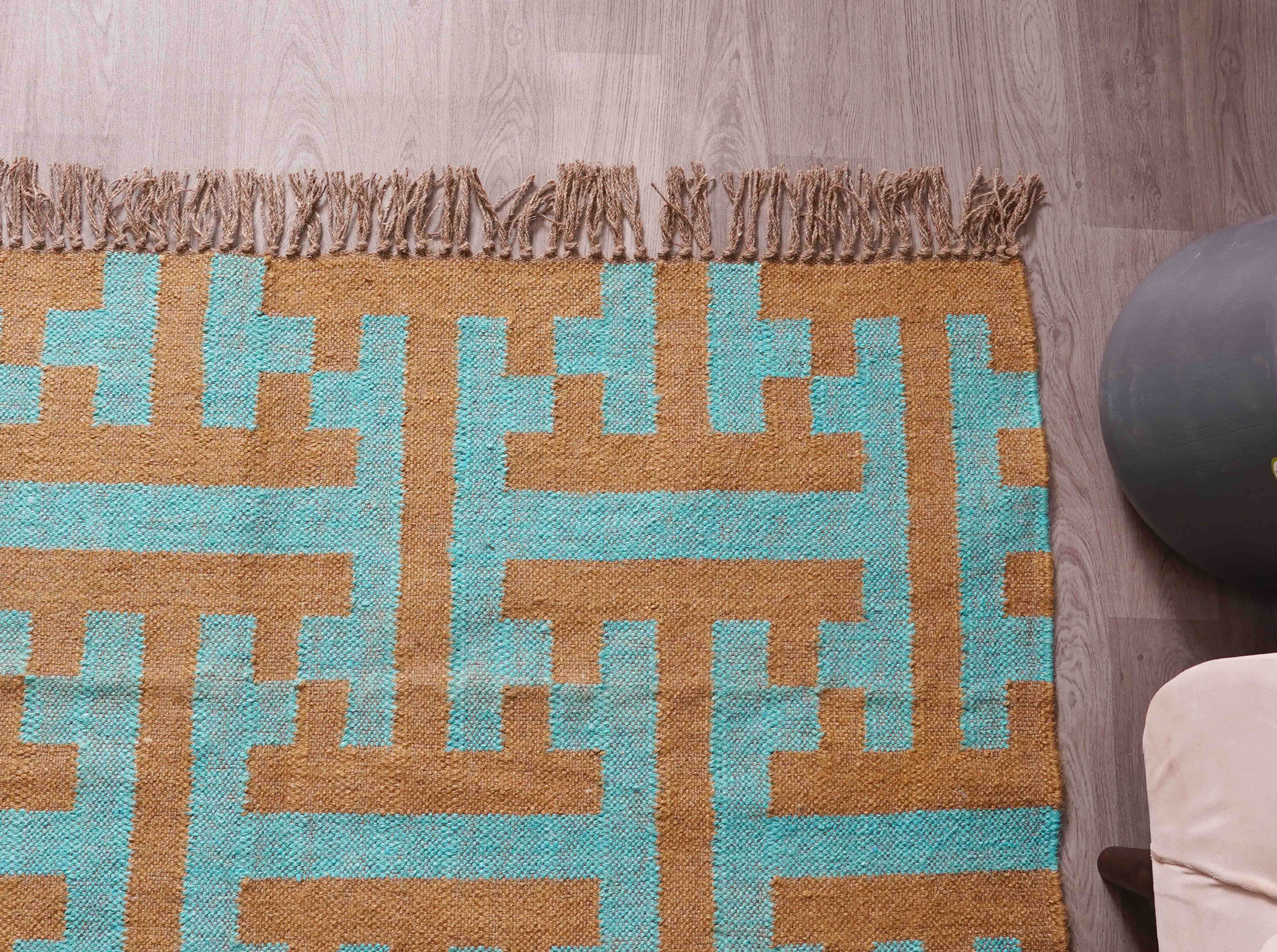 Chouhan Rugs - Wholesale Area Rug - Multicolor Handwoven Wool Jute Kilim Rug Vinatge Jute Rug 8