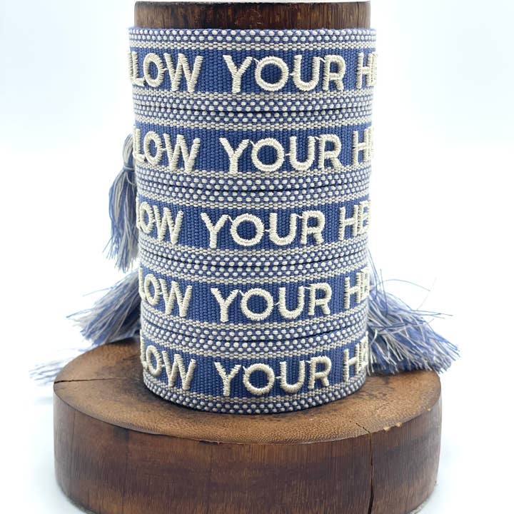 FOLLOW YOUR HEART Statement Bracelet woven, embroidered for wholesale by Parsley & Pepper