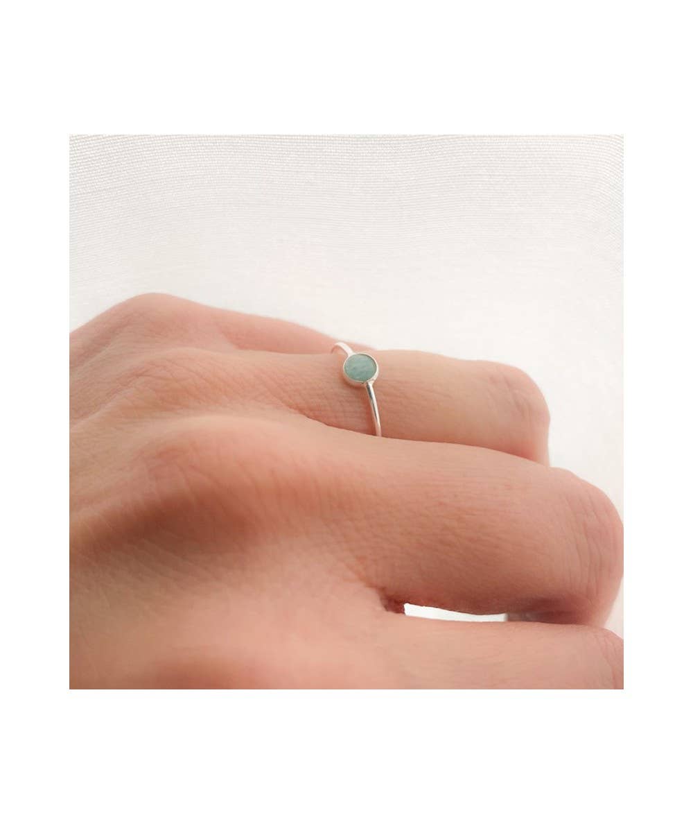 COM FORSA SL - Wholesale Single Stone/Solitaire Ring - Sterling Silver 925 Ring With Amazonite Stone 4Mm1